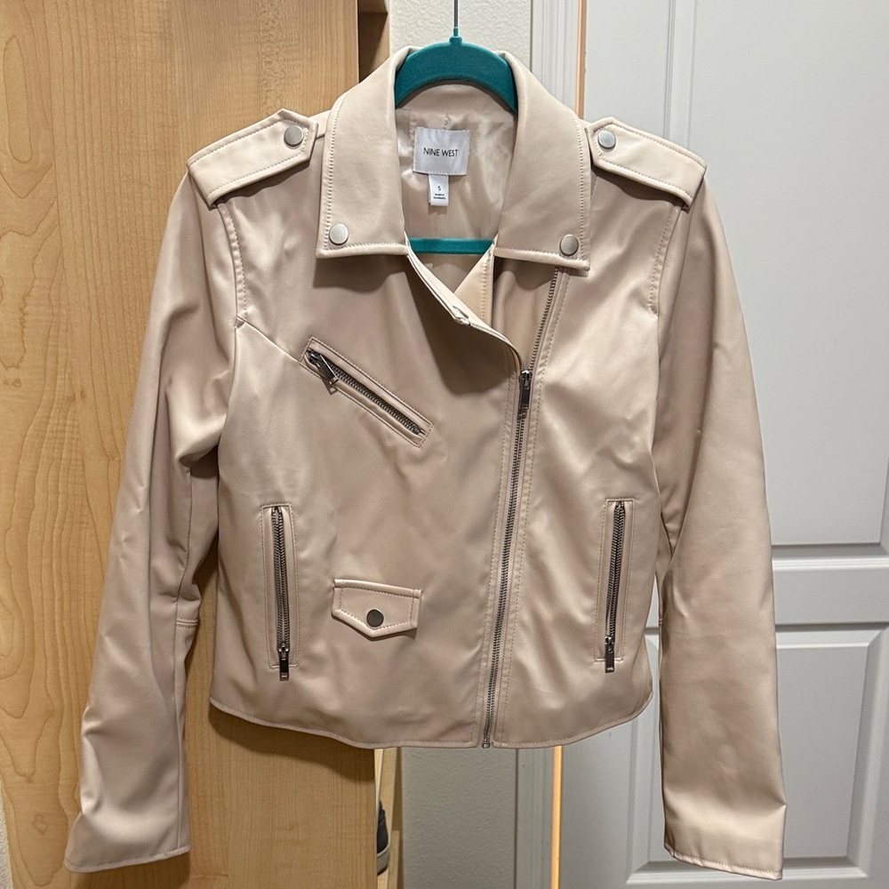 Nine West Women's Cream Faux Leather Jacket